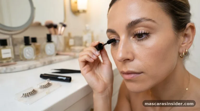 do i put mascara on before fake lashes